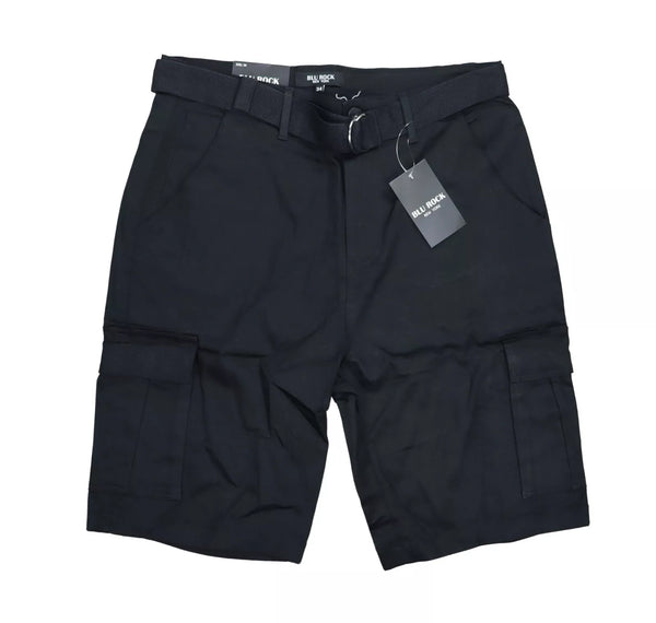 BLU ROCK BLU ROCK NEW YORK MENS CARGO SHORTS & BELT - SIZE: 42 - BLACK - Brand New