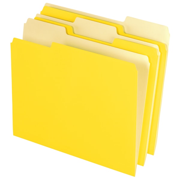 OFFICE DEPOT BRAND 2-TONE FILE FOLDERS, 1/3 CUT, YELLOW, BOX OF 100 - YELLOW - Brand New