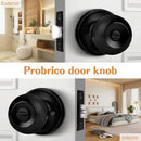 PROBRICO ROUND BALL STYLE PRIVACY DOOR LOCK INTERIOR KNOBS 2 PACK - BLACK - Like New