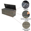 BED BATH & BEYOND GREY WICKER OUTDOOR CUSHION STORAGE BOX 113 GALLON - SILVER - Like New