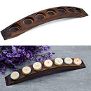 TELOSMA LONG WOODEN BRIDGE TEALIGHT CANDLE HOLDER 7 HOLES - RUSTIC WOODEN - Like New