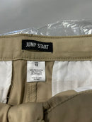 JUMP START MEN'S 4-WAY STRETCH FABRIC BUTTONED SHORTS - SIZE: MEN 18 - KHAKI - Brand New