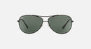 RAY-BAN METAL AVIATOR - MATTE BLACK FRAME, G-15 GREEN LENSES 63-13-125 3N - Like New