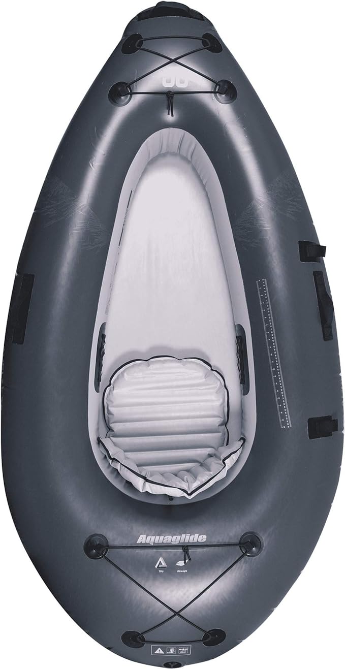 AQUAGLIDE Backwoods Angler 75 Inflatable 7 FT Kayaks Packable - Gray/Black New