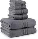 NOBLE HOUSE 6 PIECE TOWELS SET GRAY RING SPUN COTTON - GRAY - Like New