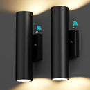GOBRIGHT 2-PACK DUSK TO DAWN LED OUTDOOR LIGHTING MODERN WALL LIGHT - BLACK - Like New