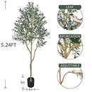 Phimos Artificial Olive Tree Tall 5.24FT Potted Olive Silk Tree with Planter - Brand New