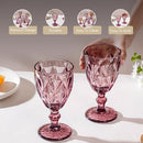 NESTASIA ROSE CRYSTAL RED WINE GLASS MAUVE SET OF 6 H04M21H59 - RED - Like New