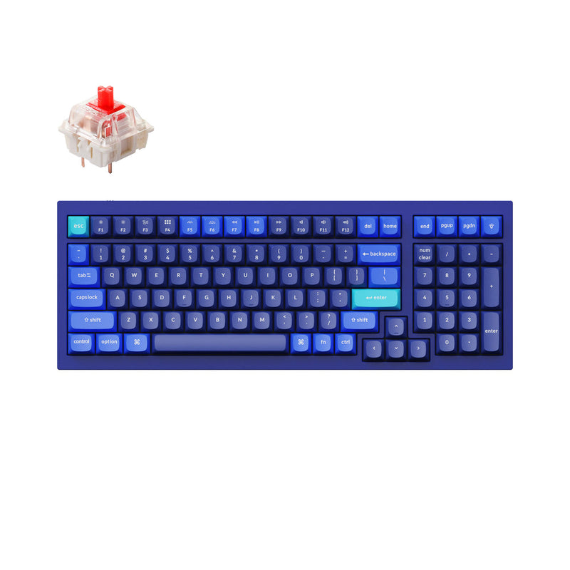 KEYCHRON Q5-J1 QMK MECHANICAL KEYBOARD GATERON G PRO RED SWITCHES - NAVY BLUE - Like New