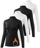 TELALEO 4 PACK WOMEN THERMAL LONG SLEEVE TOPS MOCK NECK SHIRTS FLEECE BLACK/WHT - Like New