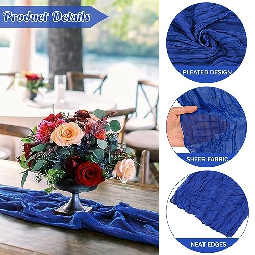 JALANCY 6 PIECES ROYAL BLUE 10FT CHEESECLOTH TABLE RUNNER GAUZE FABRIC - Like New