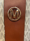 MARCO M BACKPACK LUXURY PURSE MULTIPLE POCKETS DUST COVER - MONOGRAM/CREME - Like New