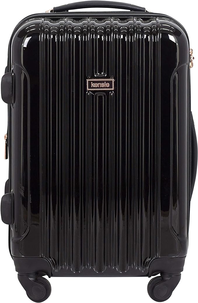 Kensie Women's Alma Hardside Spinner Luggage Expandable Carry-On 20" - BLACK Like New