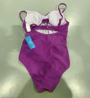 CUPSHE ONE PIECE SWIMSUIT WOMEN BATHING SUITS TWIST FRONT SWIMWEAR - M - PLUM - Like New