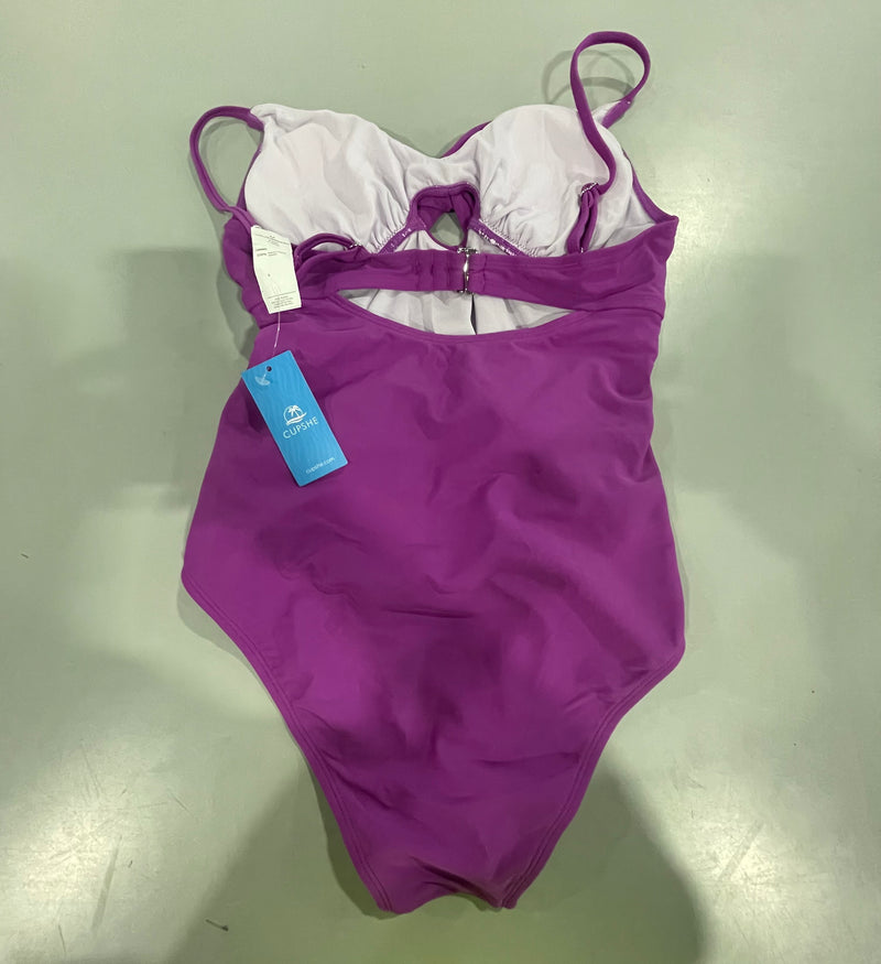CUPSHE ONE PIECE SWIMSUIT WOMEN BATHING SUITS TWIST FRONT SWIMWEAR - M - PLUM - Like New