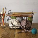 Gourmet Basics Madam Metal Stacking Nesting Basket Acacia Wood Lid - Black - Brand New