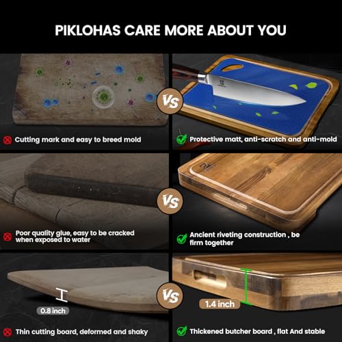 PIKLOHAS ACACIA WOOD CUTTING BOARDS LARGE SET OF 7 CHARCUTERIE ASW20230807001 - Like New