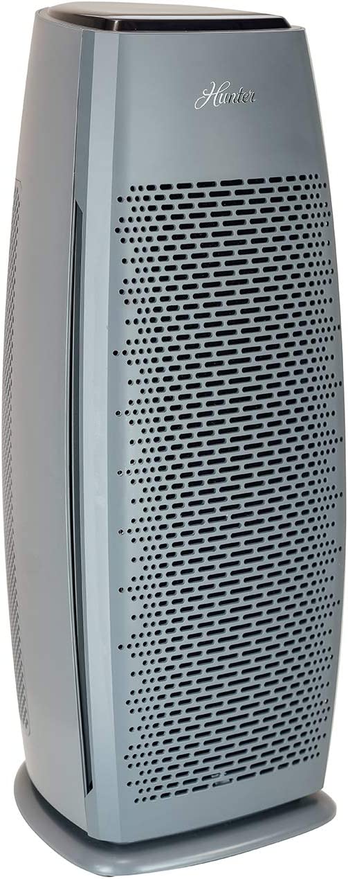 Hunter Tall Tower Air Purifier True HEPA Filter Accent Light HP600GR - Graphite Like New