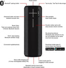 Ultimate Ears UE BOOM 2 Portable Bluetooth Speaker 984-000551 - BLACK/Phantom - Like New
