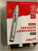 EXTRIC PERMANENT MARKERS 12 COUNT SMEAR PROOF - BLACK - Brand New