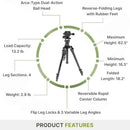 Magnus Travel Camera Tripod with Ball Head, 62.5in, 13.2 lb Capacity, NEW - Brand New