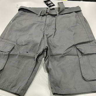 BLU ROCK NWT BLU ROCK MEN'S SMOKE CARGO BELTED BERMUDA SHORT - SIZE: 34 - GRAY - Brand New