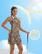 FKEEP WOMEN'S GOLF TENNIS DRESS ACTIVEWEAR ZIPPER V-NECK SHORTS LEOPARD L - Brand New