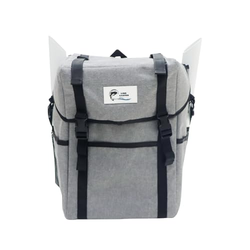 TRADEMARK INNOVATIONS LINECASTER 40L FISHING BACKPACK COOLER TACKLE, GRAY - Like New