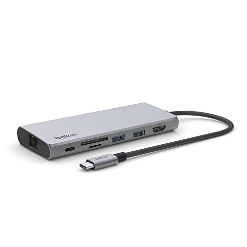 BELKIN 7-IN-1 USB-C HUB MULTIPORT ADAPTER DONGLE 4K 60HZ HDMI 100W POWER - GRAY - Like New