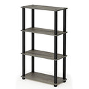FURINNO TURN-S-TUBE STORAGE SHELVES,4-TIER BOOK SHELF, FRENCH OAK GRAY/BLACK - Like New