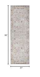 Superior Floral Scroll Washable Runner Rug, Low Pile Area Rug, Swan Collection - Like New