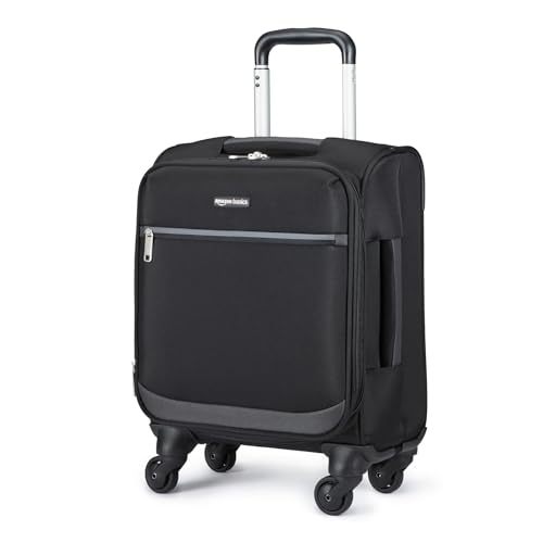 AMAZON BASICS LUGGAGE 18" SMALL CARRY-ON SOFTSIDE SUITCASE WITH WHEELS - BLACK - Like New