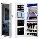 VLSRKA JEWELRY MIRROR CABINET LED LIGHTS WALL MOUNTED DOOR HANGING - WHITE - Like New