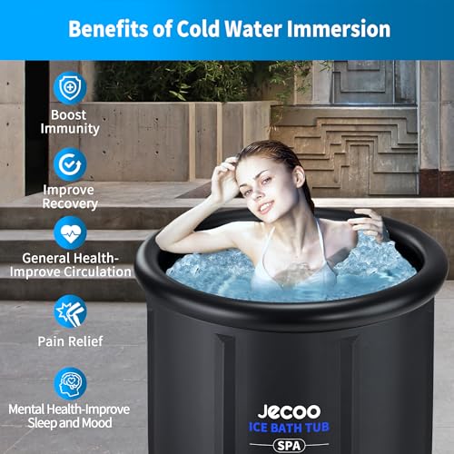 JECOO COLD PLUNGE TUB 90 GALLONS LARGE ICE BATH MULTIPLE LAYERED - BLACK - Like New