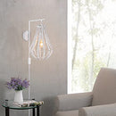 Plug in Wall Sconce, Coastal White Wood Beaded Wall Lights - Brand New