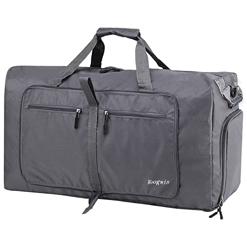 Woogwin Travel Duffel Bag Large Foldable Waterproof Overnight Bag 100L- Gray - Brand New