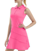 FKEEP WOMEN'S TENNIS GOLF DRESSES ZIPPER V-NECK - SIZE: WOMEN M - NEON PINK - Brand New