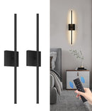BATTERY OPERATED WALL SCONCE DIMMABLE REMOTE LED WALL LIGHT SET OF 2 - BLACK - Like New