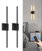 BATTERY OPERATED WALL SCONCE DIMMABLE REMOTE LED WALL LIGHT SET OF 2 - BLACK - Like New