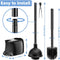 Voseki TP2 Toilet Brush and Plunger Set, 2 in 1 Toilet Bowl, (2 Pack) - Black Like New