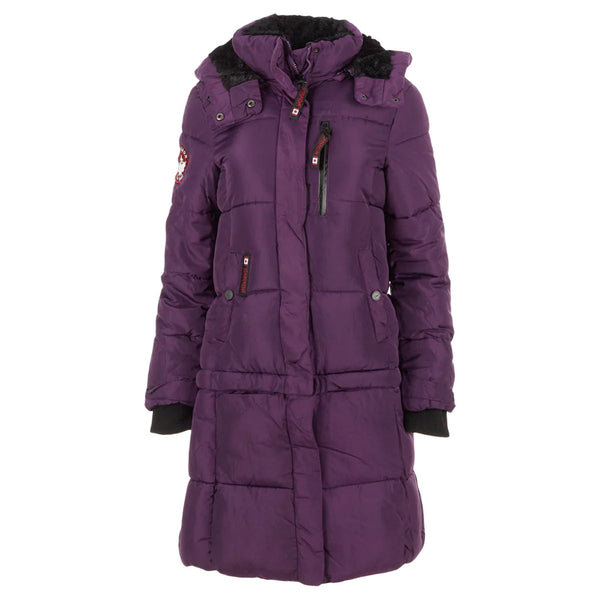CANADA WEATHER GEAR WOMEN'S LONG PUFFER, BLACKBERRY WINE, MEDIUM - Like New