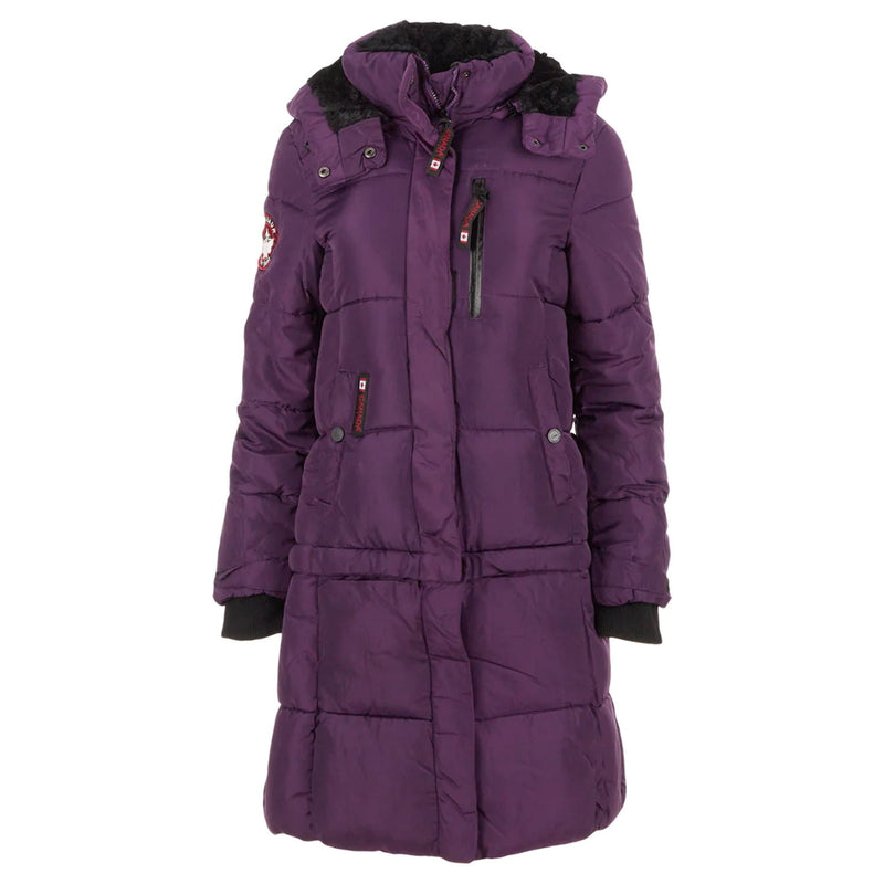 CANADA WEATHER GEAR WOMEN'S LONG PUFFER, BLACKBERRY WINE, MEDIUM - Like New