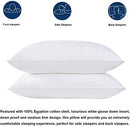 Luxury Goose Feather Bed Pillows 1200 Thread Count 100% Pure Cotton-2 Pack - Brand New
