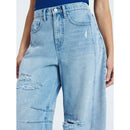 SCOOP HIGH-RISE ANKLE BARREL JEANS DISTRESSED DETAILS - SIZE: WOMEN 2 - SIMONA - Brand New