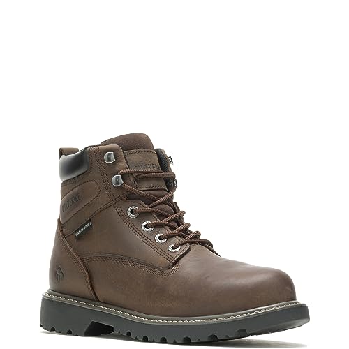 W10633 WOLVERINE MEN’S FLOORHAND WATERPROOF 6” WORK BOOT DARK BROWN SIZE 9.5 - Like New