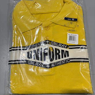 GALAXY BY HARVIC MEN'S LONG SLEEVE PIQUE POLO SHIRT - SIZE: MEN M - YELLOW - Brand New
