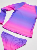 KANU SURF GIRLS LONG SLEEVE RASHGUARD UPF 50 TWO PIECE SWIM SET - SIZE 14/16 - Brand New