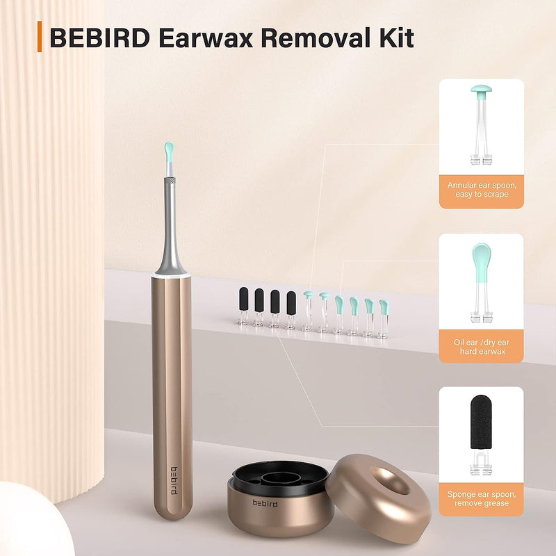 BEBIRD Ear Cleaning Kit Earwax Removal Kit 1080P Otoscope 6LED Ear Wax - GOLD Like New