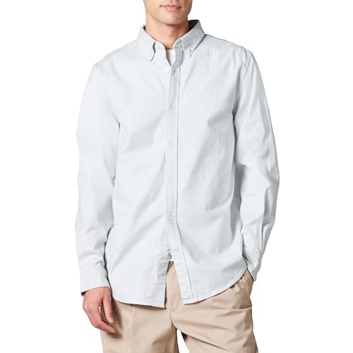 AMAZON ESSENTIALS MEN'S OXFORD SHIRT, SLIM FIT STRETCH MEN SMALL - LIGHT GRAY - Brand New