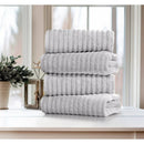 BIBB HOME 4 PACK RIBBED EGYPTIAN COTTON BATH TOWEL SET - SEAL GREY - Like New